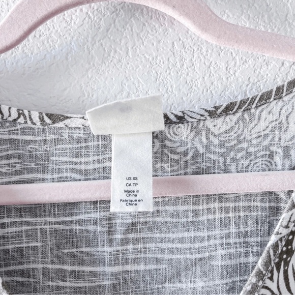 H&M Desmond and Dempsey Women's Green Linen Blend Tropical Print Mini Dress XS - Picture 6 of 9